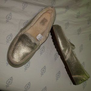UGG Metallic Gold Party Moccasin Slippers - SZ 10